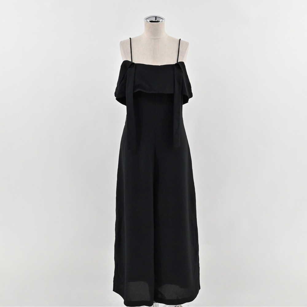 C/MEO Collective Wide Leg Jumpsuit Womens Size M Black Strappy Cold Shoulder